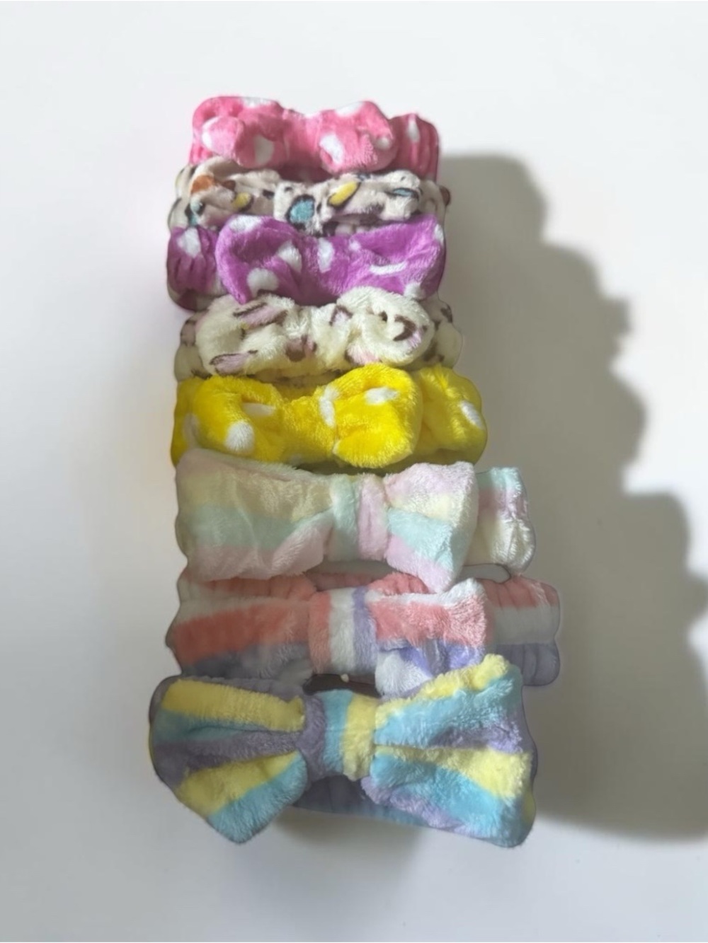 Plush Bow Headband Set for spa days - Pastel & Bright Colors